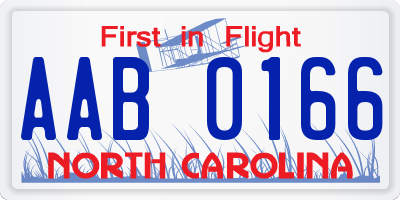 NC license plate AAB0166