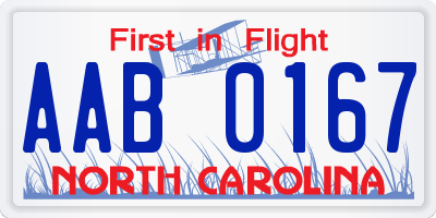 NC license plate AAB0167