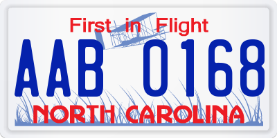 NC license plate AAB0168