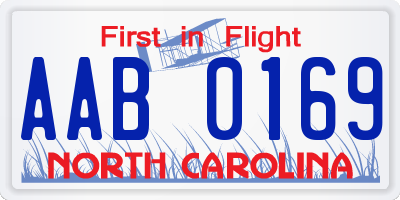 NC license plate AAB0169