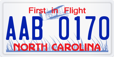 NC license plate AAB0170