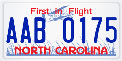 NC license plate AAB0175