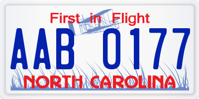 NC license plate AAB0177