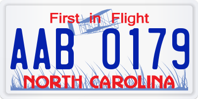 NC license plate AAB0179