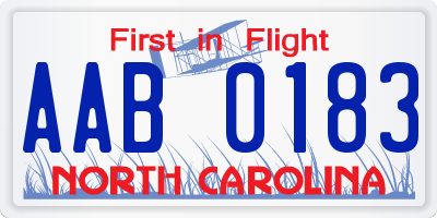 NC license plate AAB0183