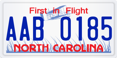 NC license plate AAB0185