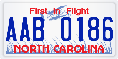 NC license plate AAB0186