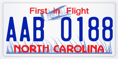 NC license plate AAB0188