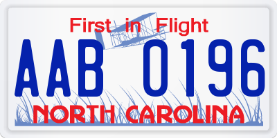 NC license plate AAB0196