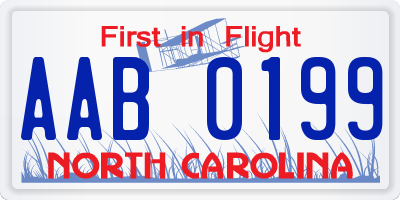 NC license plate AAB0199