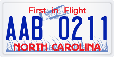 NC license plate AAB0211