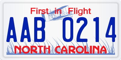 NC license plate AAB0214