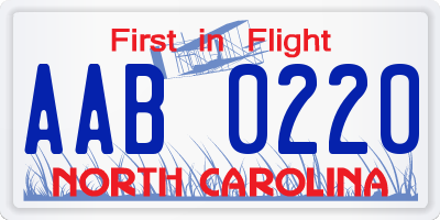 NC license plate AAB0220