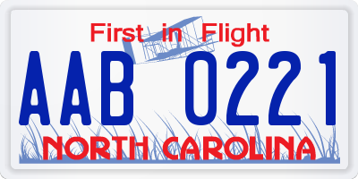 NC license plate AAB0221