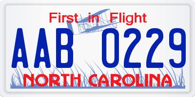 NC license plate AAB0229