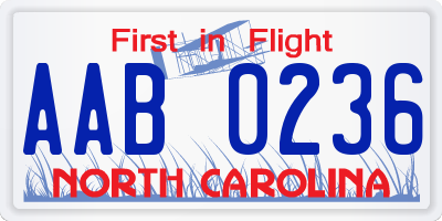 NC license plate AAB0236