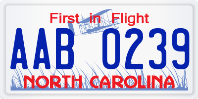 NC license plate AAB0239