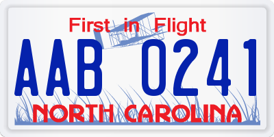 NC license plate AAB0241