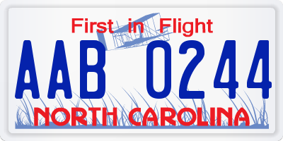 NC license plate AAB0244