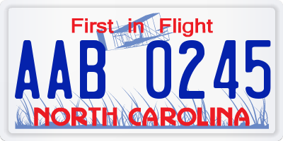 NC license plate AAB0245