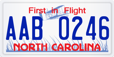 NC license plate AAB0246