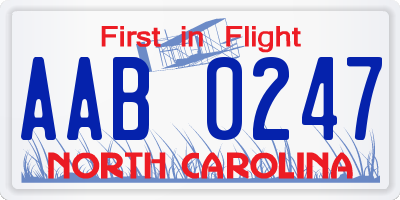 NC license plate AAB0247