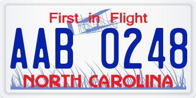 NC license plate AAB0248