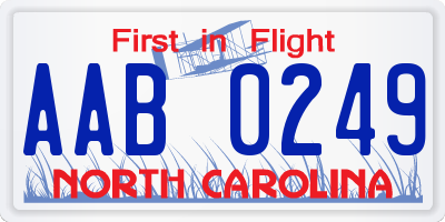 NC license plate AAB0249