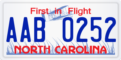 NC license plate AAB0252