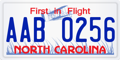 NC license plate AAB0256