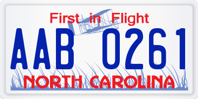 NC license plate AAB0261