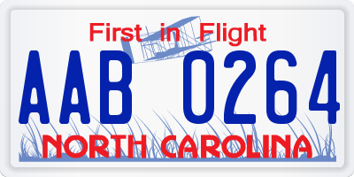 NC license plate AAB0264