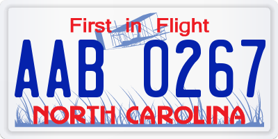 NC license plate AAB0267