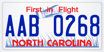 NC license plate AAB0268