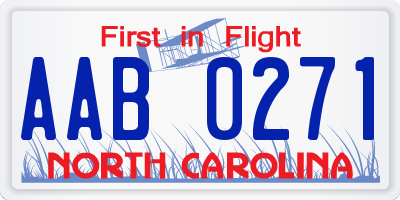 NC license plate AAB0271