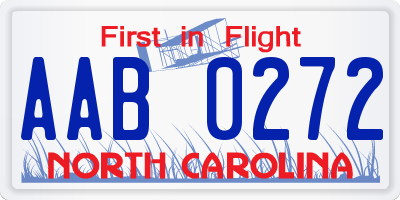 NC license plate AAB0272