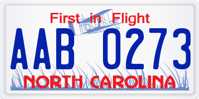 NC license plate AAB0273