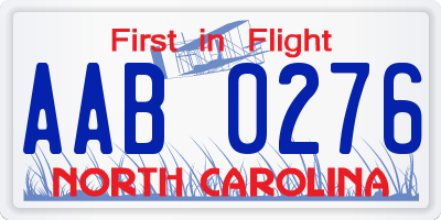 NC license plate AAB0276