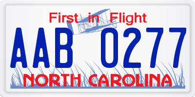 NC license plate AAB0277