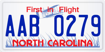 NC license plate AAB0279