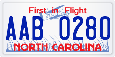 NC license plate AAB0280