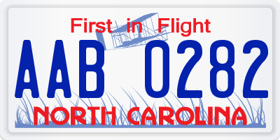 NC license plate AAB0282