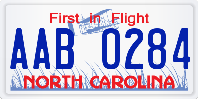 NC license plate AAB0284