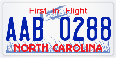 NC license plate AAB0288