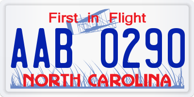 NC license plate AAB0290