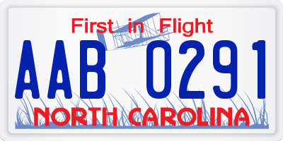 NC license plate AAB0291