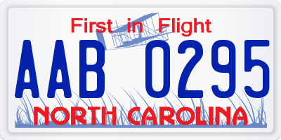 NC license plate AAB0295