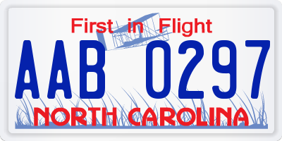 NC license plate AAB0297