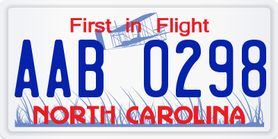 NC license plate AAB0298