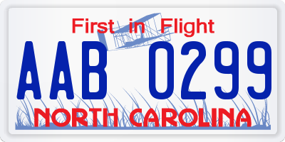 NC license plate AAB0299